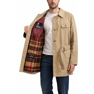 Vintage 70s Jonathan Weitz Harbor Master removable Plaid Lined Trench Coat Large